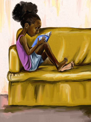  beautiful deeply brown young girl reading