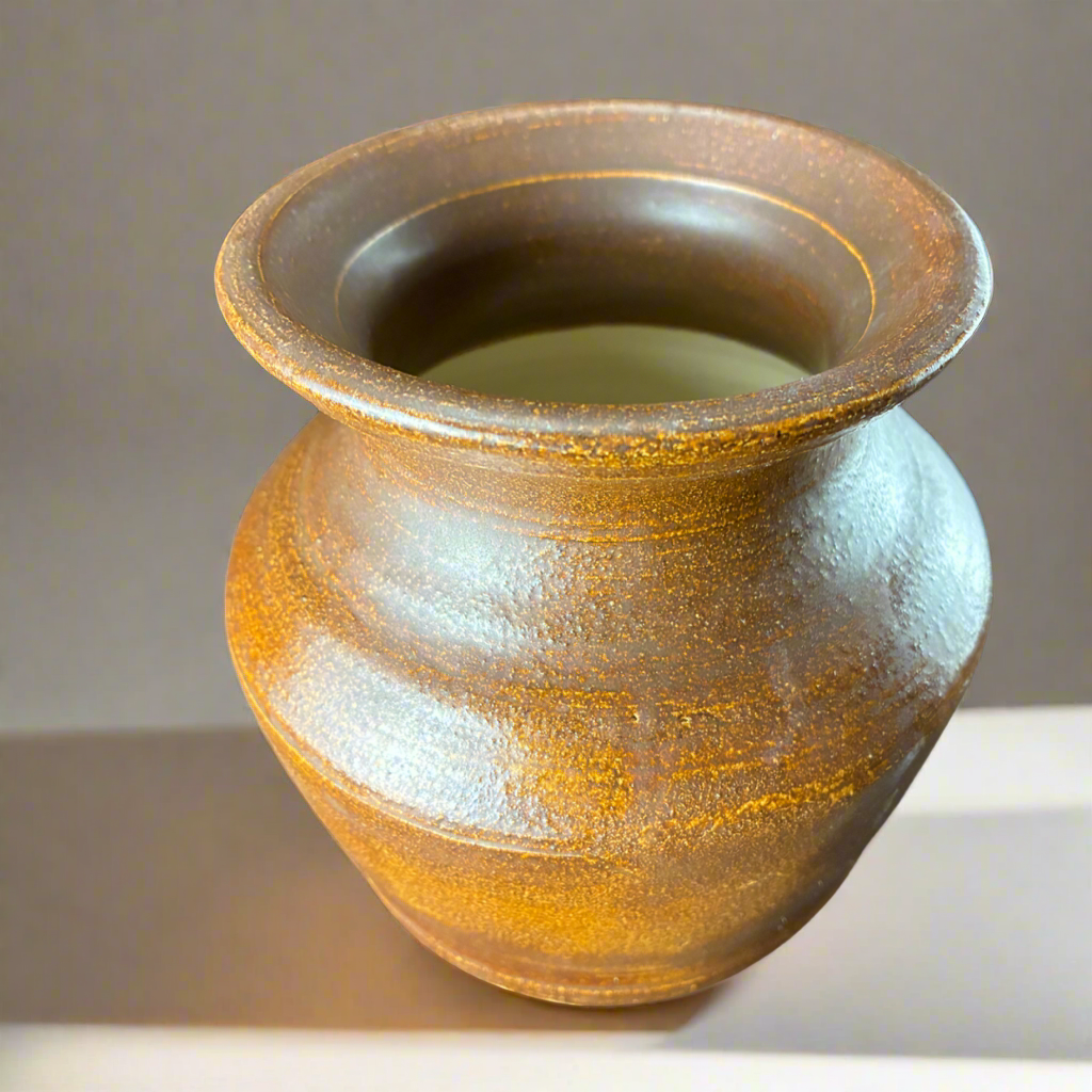 Shapely stoneware earth toned vase