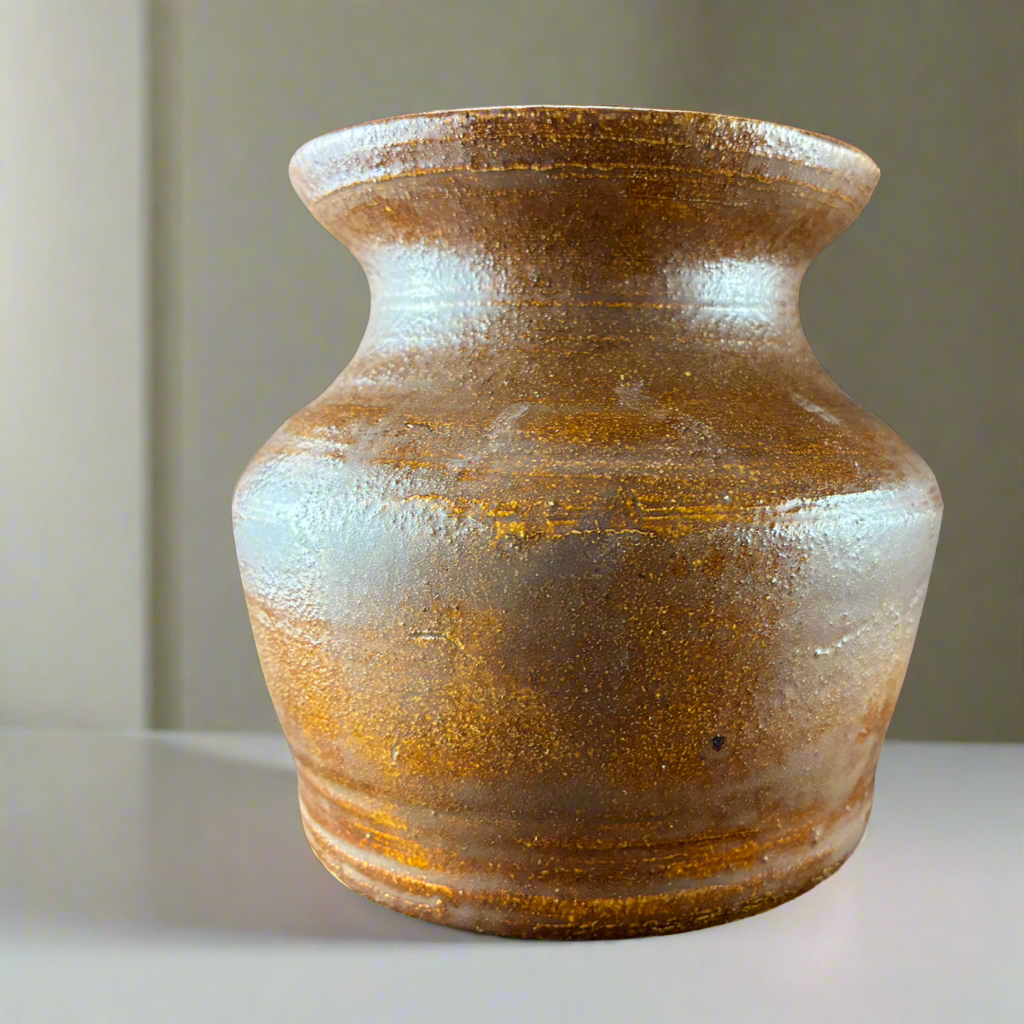 Shapely stoneware earth toned vase
