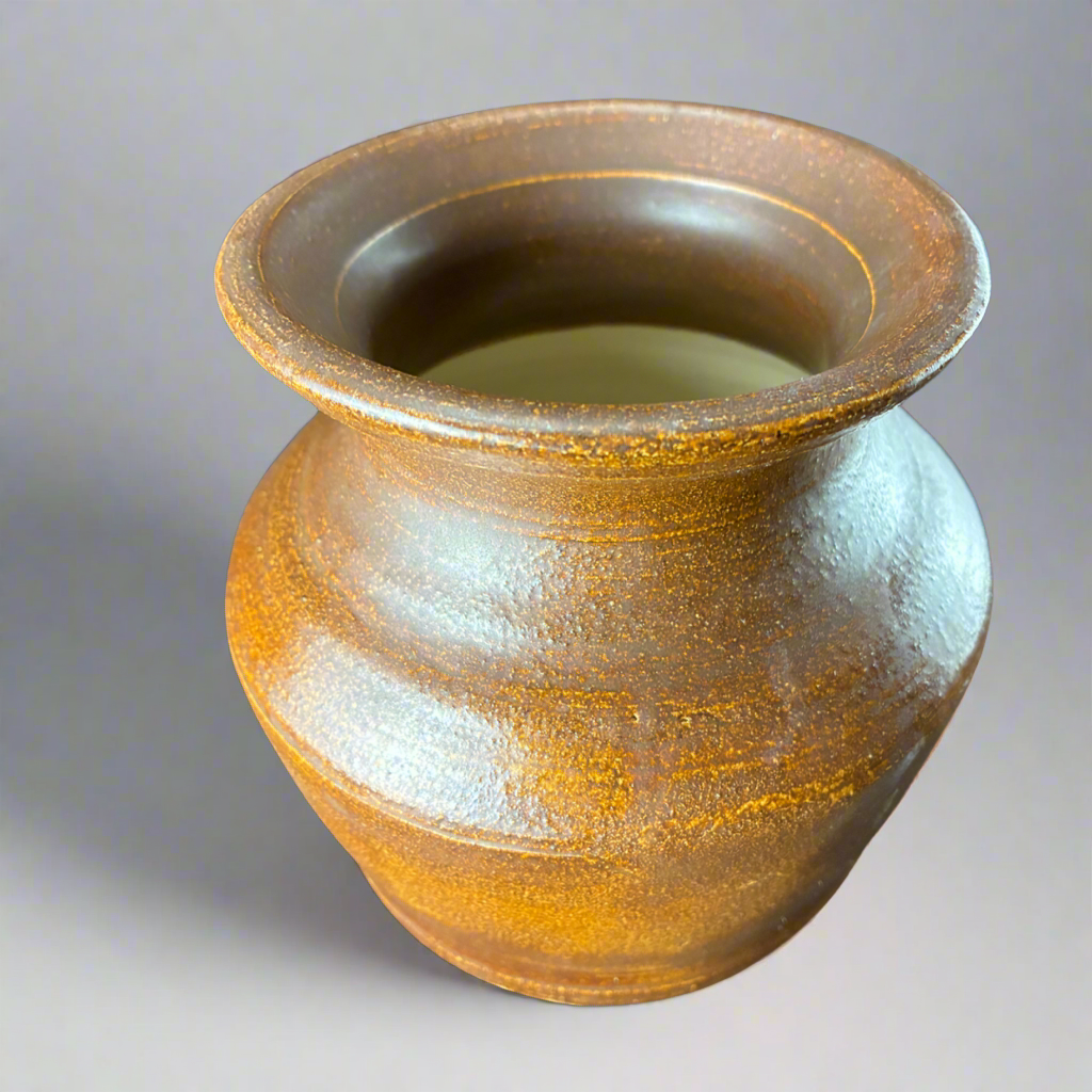 Shapely stoneware earth toned vase
