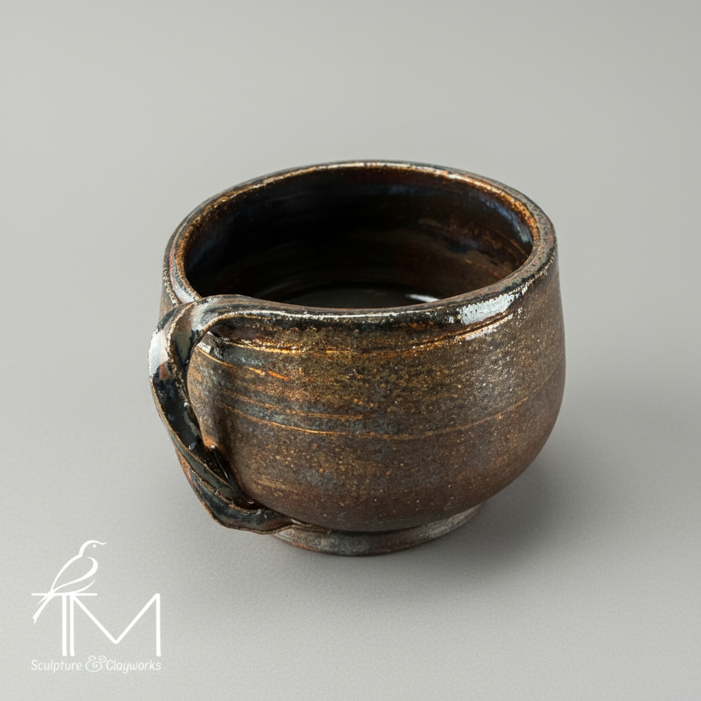 Twisted rim, small stoneware vessel