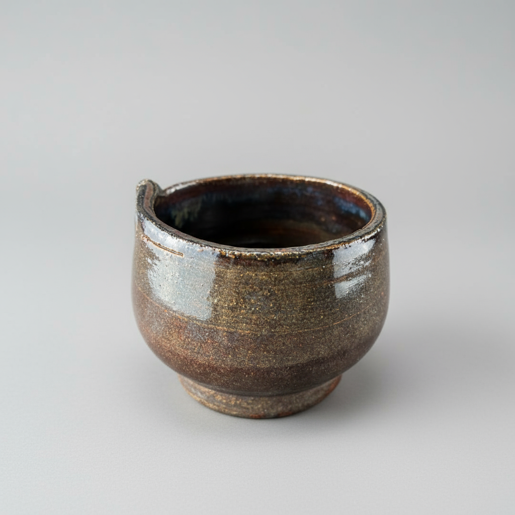 Twisted rim, small stoneware vessel
