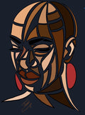Blocked - gallery wrapped canvas print of bald sista using a segmented technique and vibrant warm colors