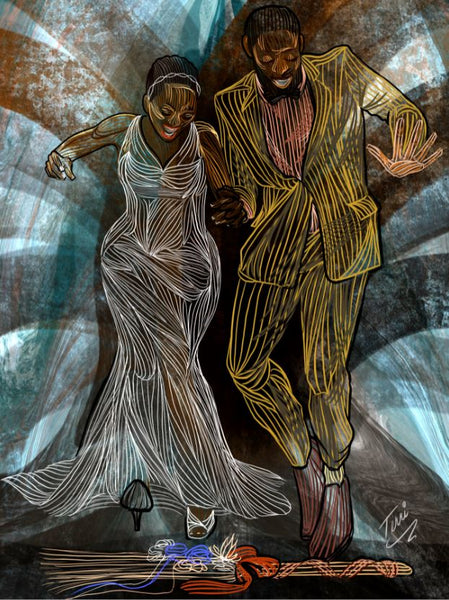 Jumping the Broom - 18x24 gallery wrapped canvas print of newly